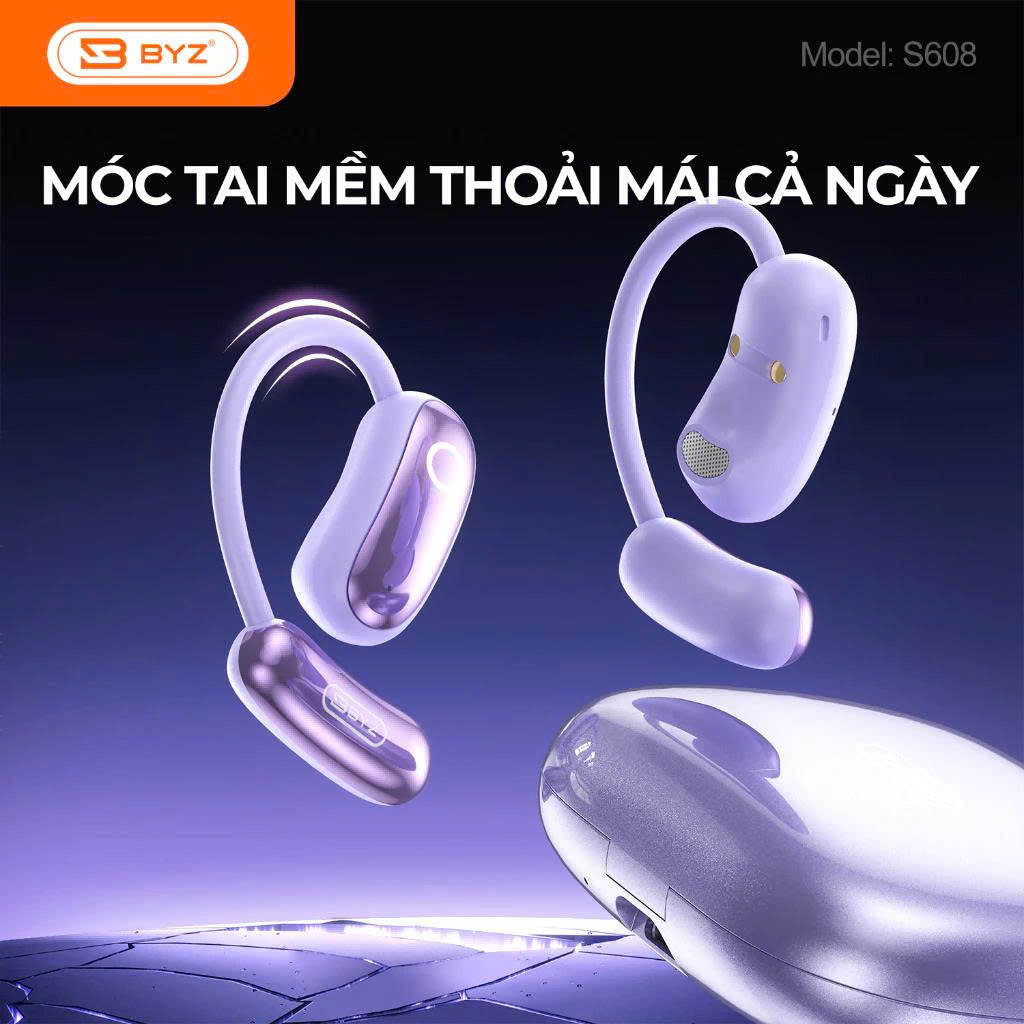 Tai Nghe Bluetooth Kẹp Tai BYZ S625 Open Ear không nhét tai, đeo êm Pin 30H Thể Thao