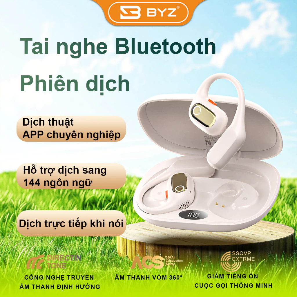 BYZ S500pro Tai nghe Bluetooth dịch thuật thông minh có âm thanh vòm và pin lâu