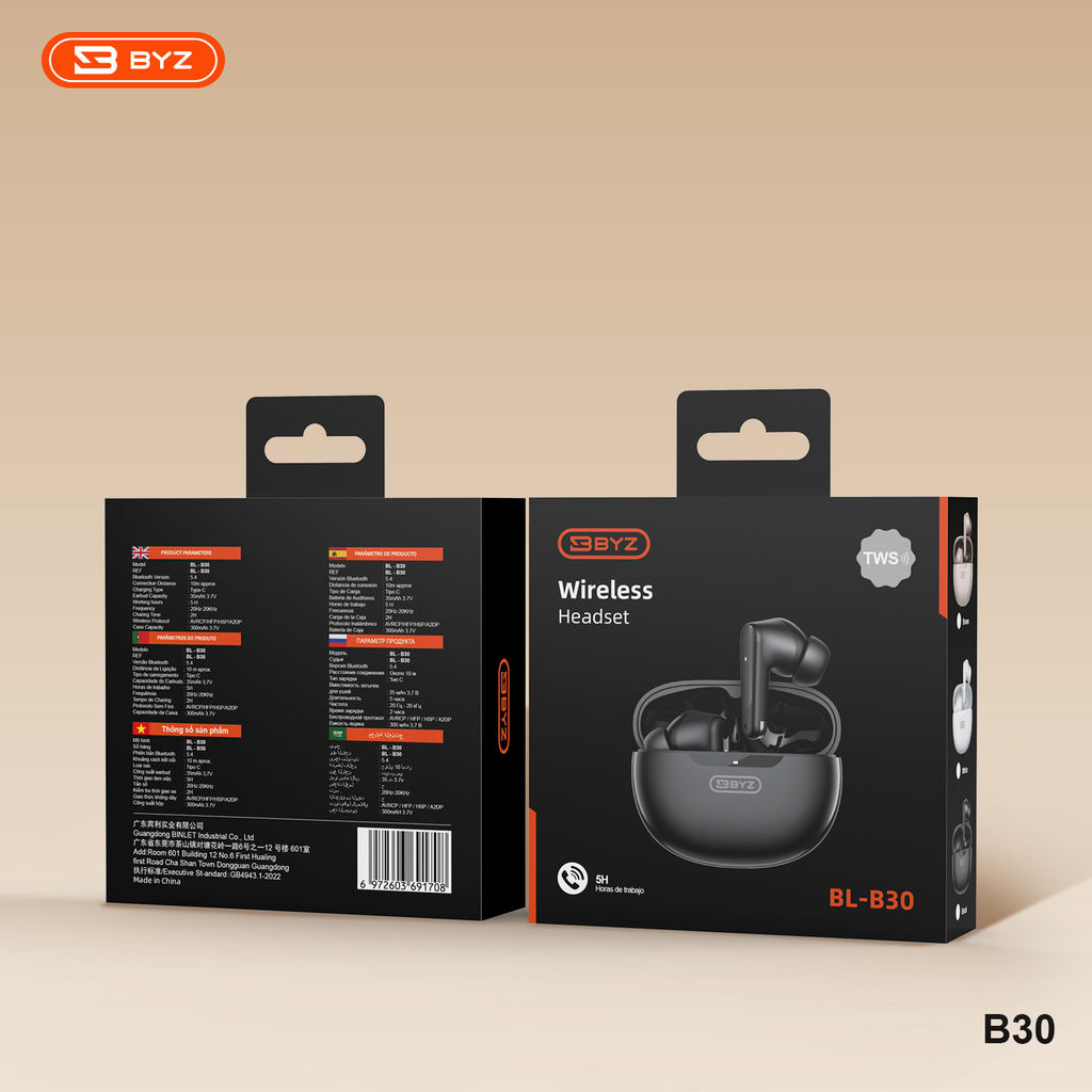 BYZ Tai nghe bluetooth giảm tiếng ồn âm thanh vòm