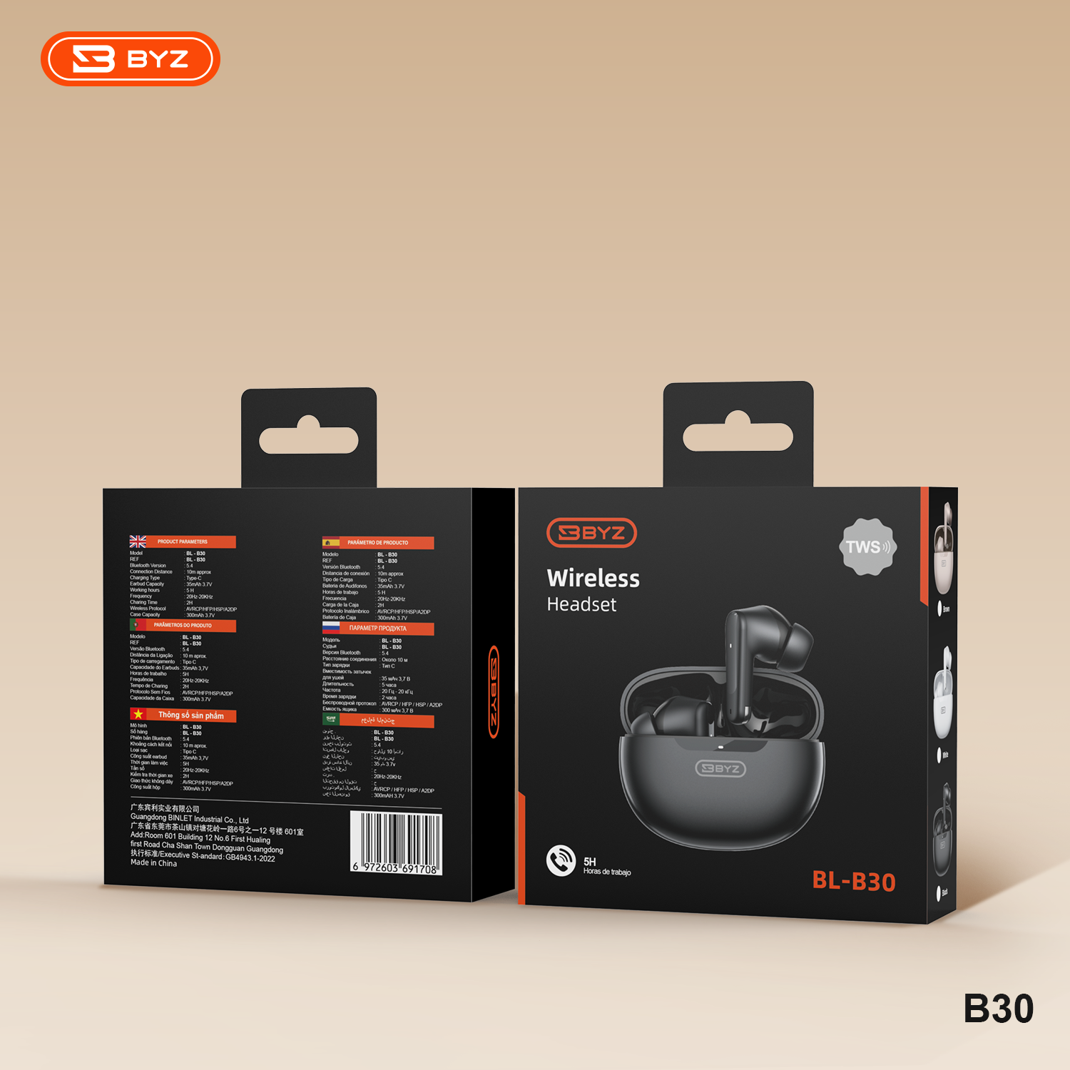 BYZ Tai nghe bluetooth giảm tiếng ồn âm thanh vòm