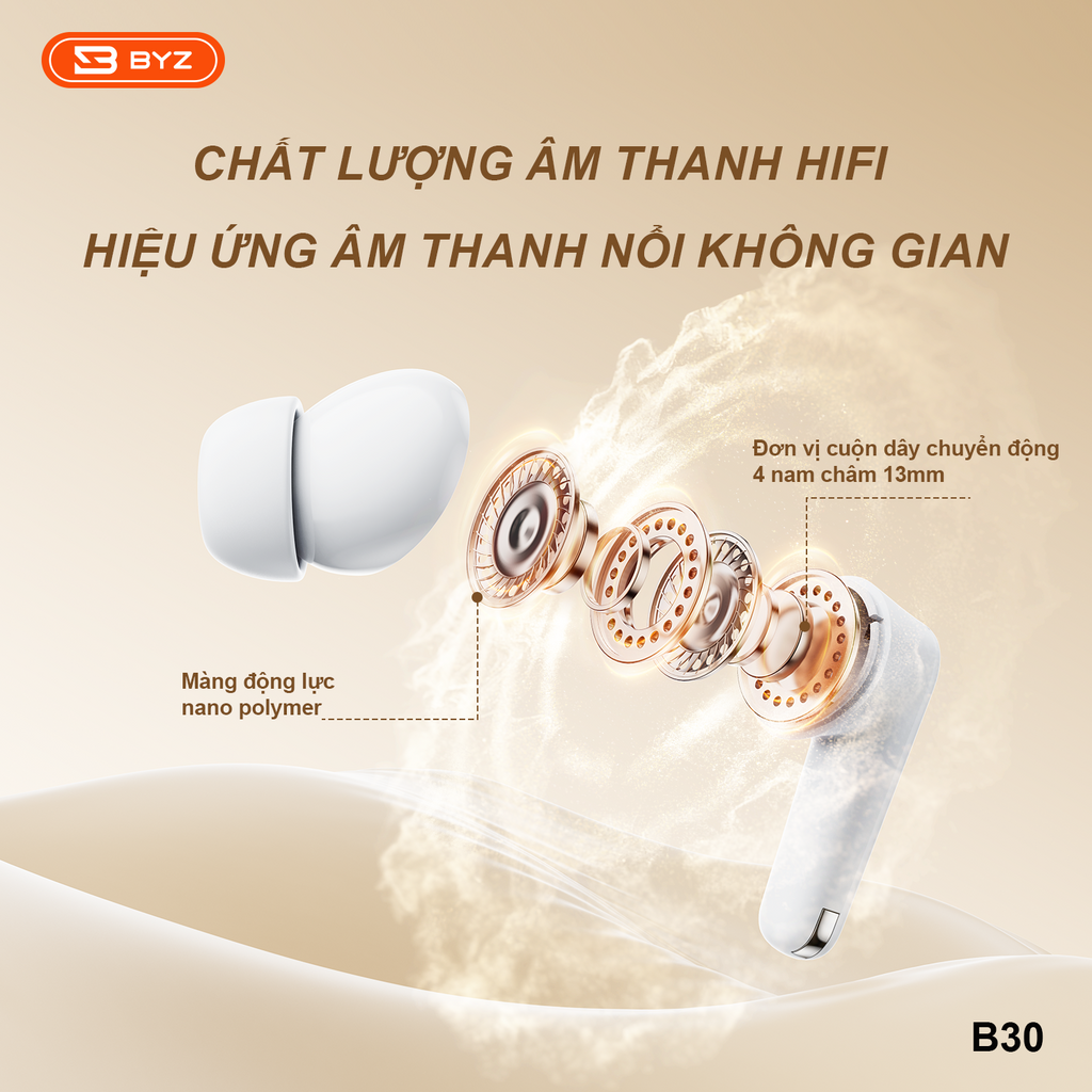 BYZ Tai nghe bluetooth giảm tiếng ồn âm thanh vòm