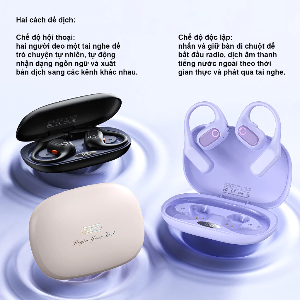 BYZ S500pro Tai nghe Bluetooth dịch thuật thông minh có âm thanh vòm và pin lâu