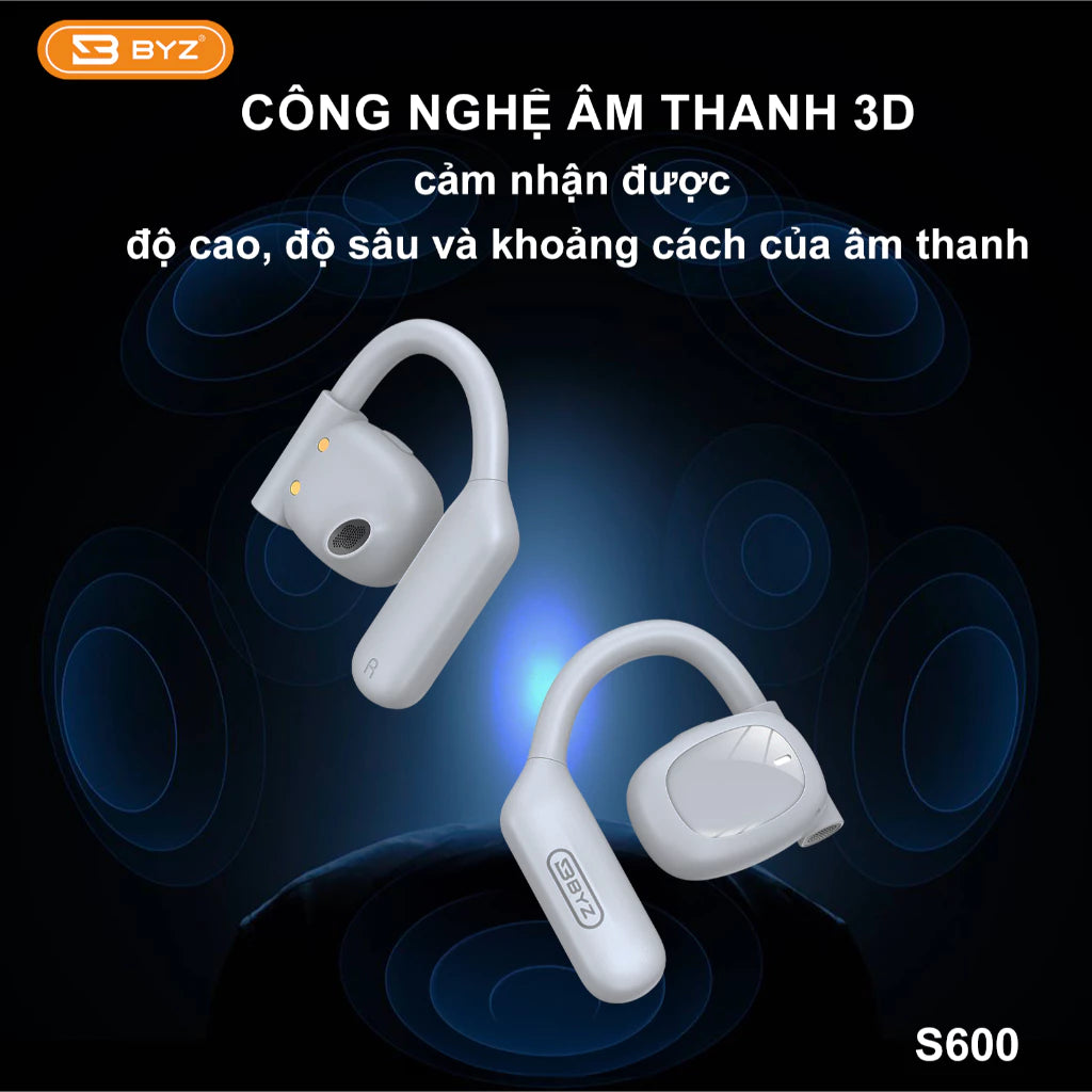 Tai nghe bluetooth không dây không nhét tai BYZ S600 có micro chống Ồn Pin lâu 800mAh
