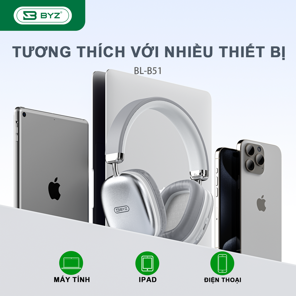 BYZ B51 tai nghe Bluetooth chụp tai có thể sử dụng thẻ nhớ