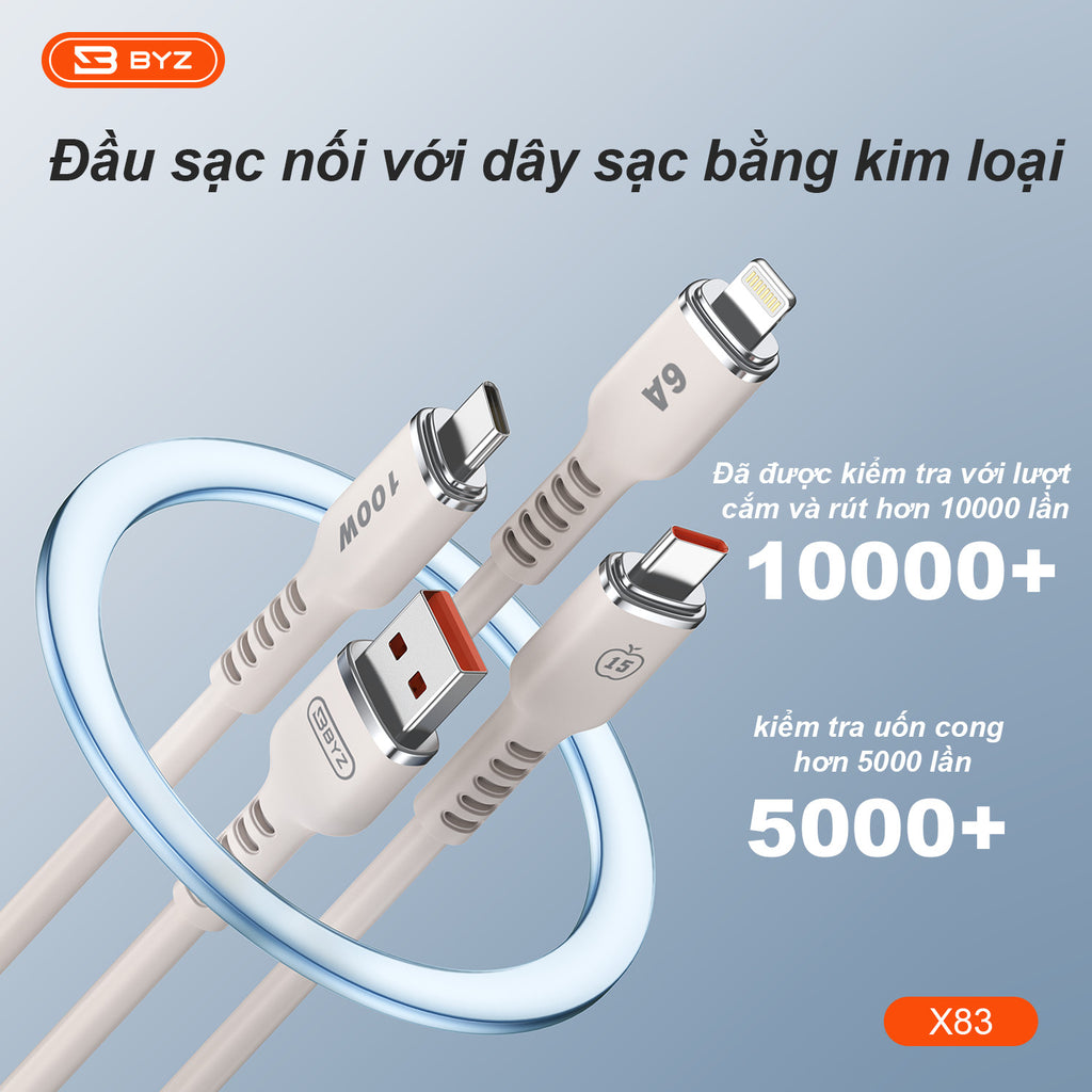 Dây sạc 3 trong 1 BYZ X83 công suất cao 100W