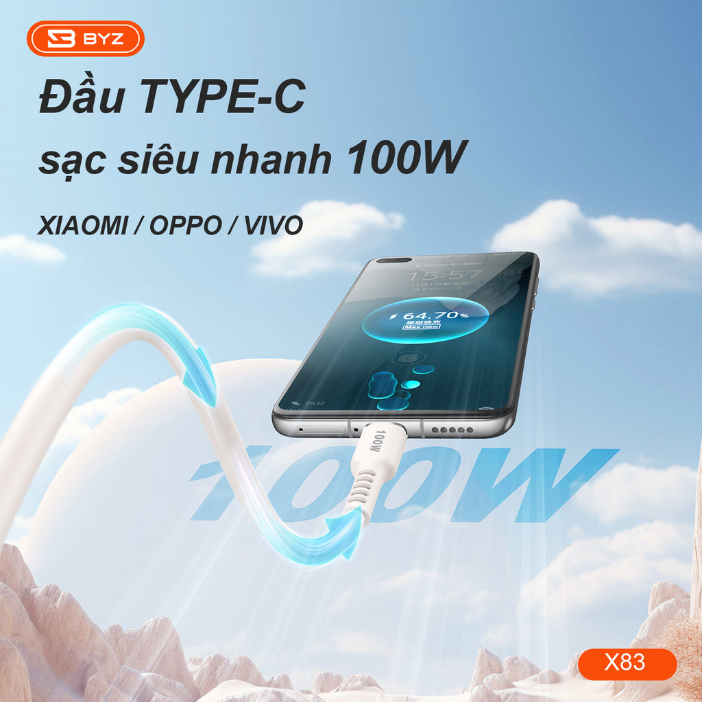 Dây sạc 3 trong 1 BYZ X83 công suất cao 100W