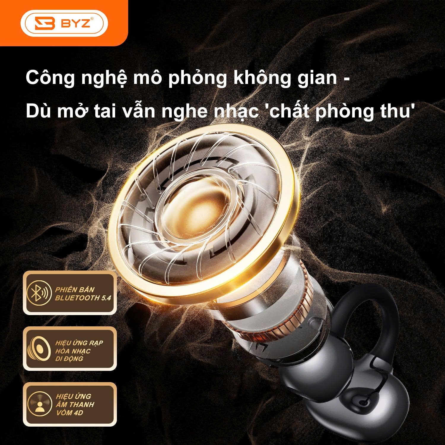 Tai nghe bluetooth không đây BYZ S607 pro tai nghe kẹp tai thể thao pin trâu chính hãng