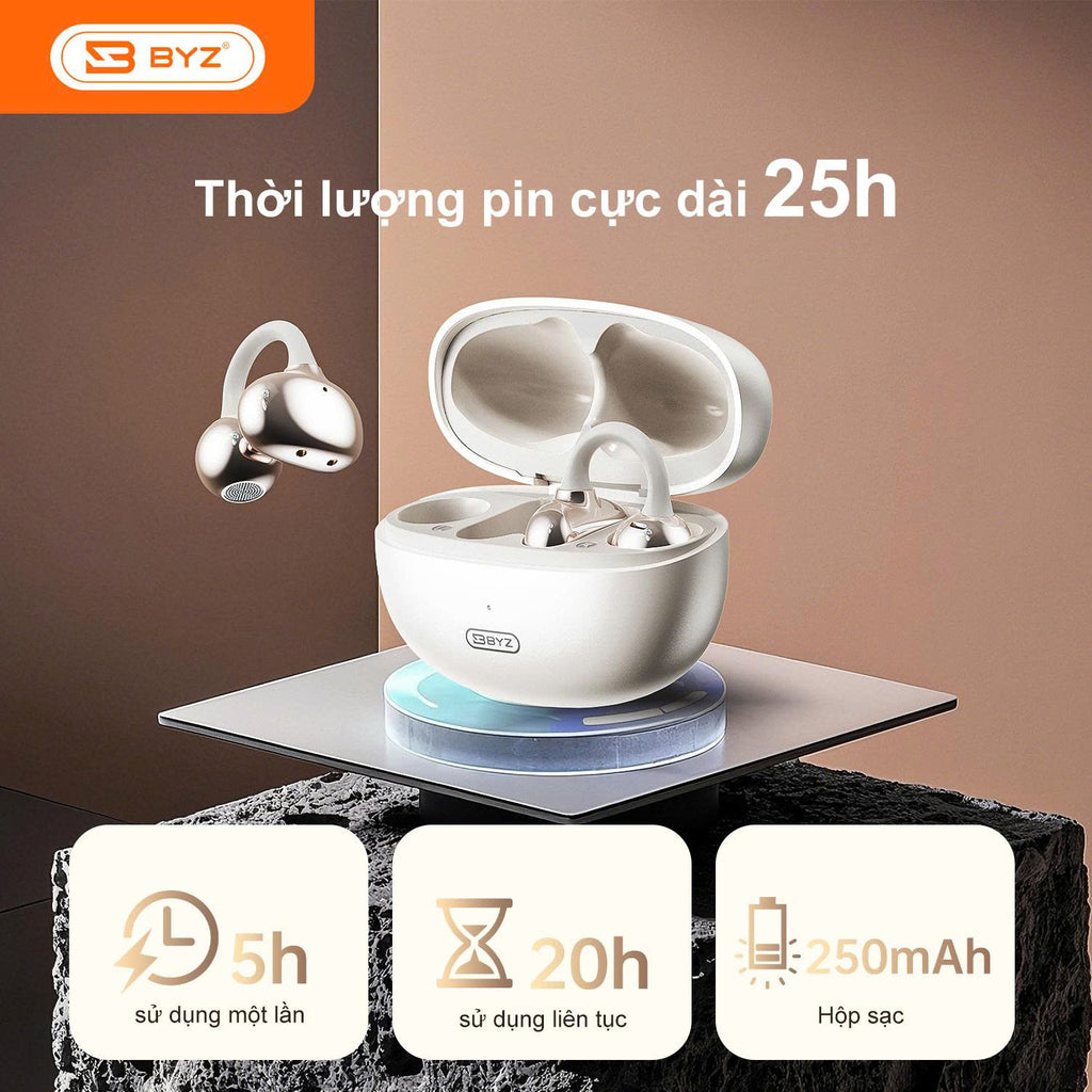 Tai nghe bluetooth không đây BYZ S607 pro tai nghe kẹp tai thể thao pin trâu chính hãng
